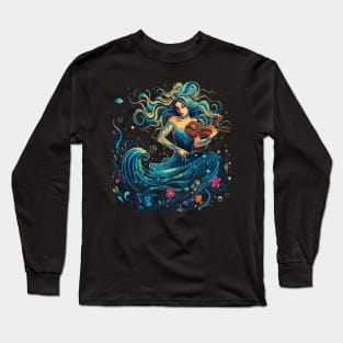 Mermaid Playing Violin Long Sleeve T-Shirt